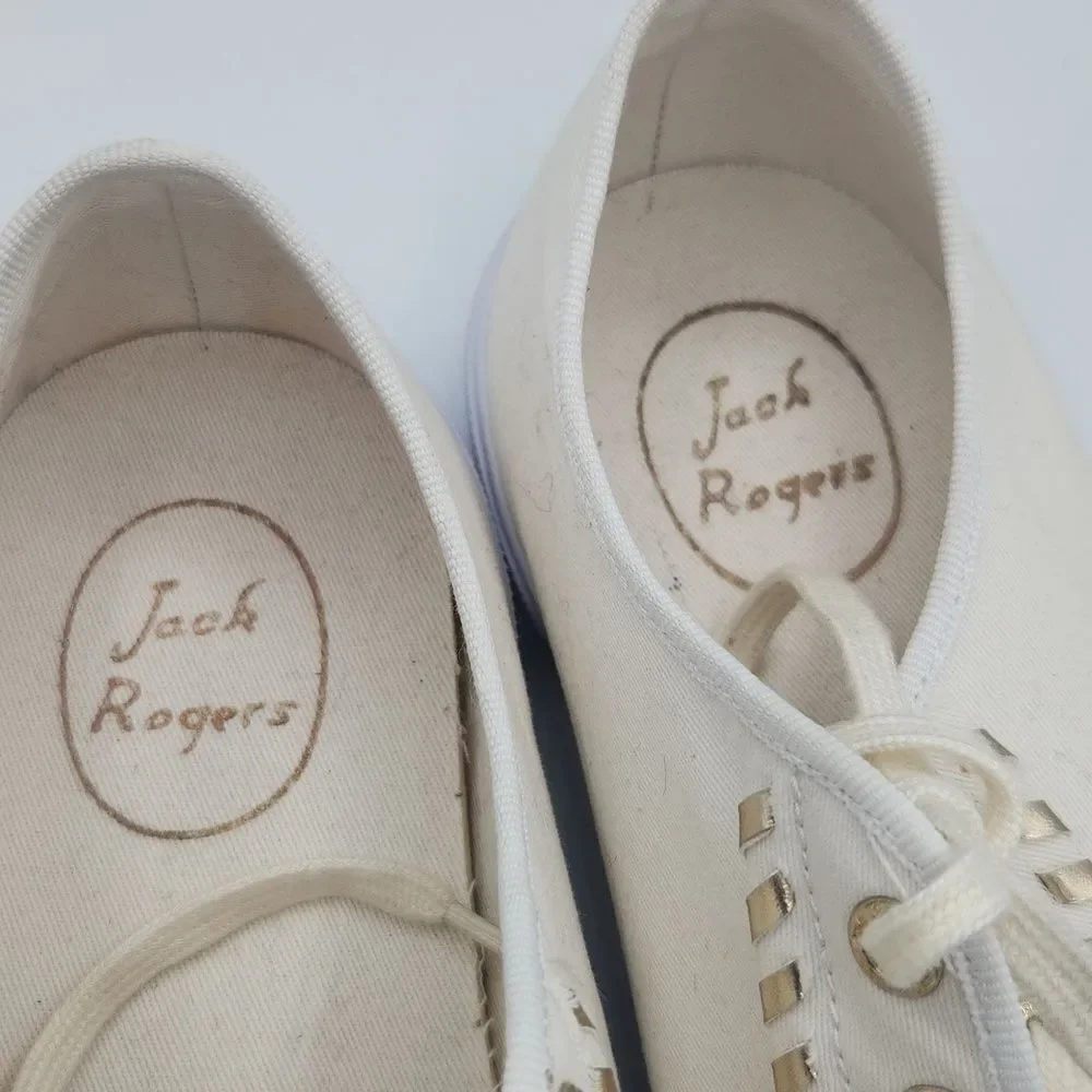 Jack Rogers Sneakers Women’s 9.5 Off White Low Top Lace Up Casual Comfort Shoes